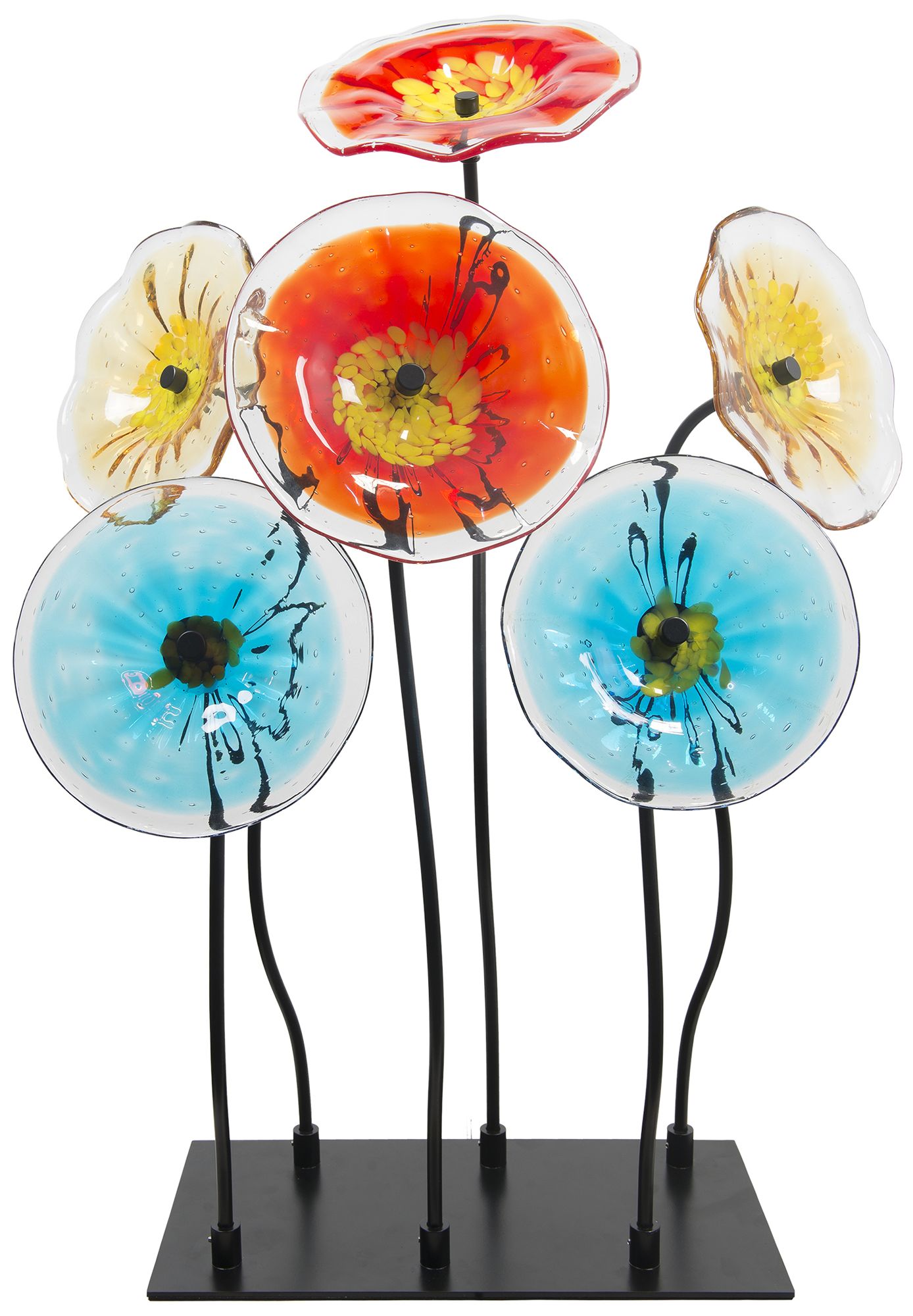 Image 2 Dale Tiffany 31.5" Tall 6Pc Flower Garden Handcrafted Glass with Stand