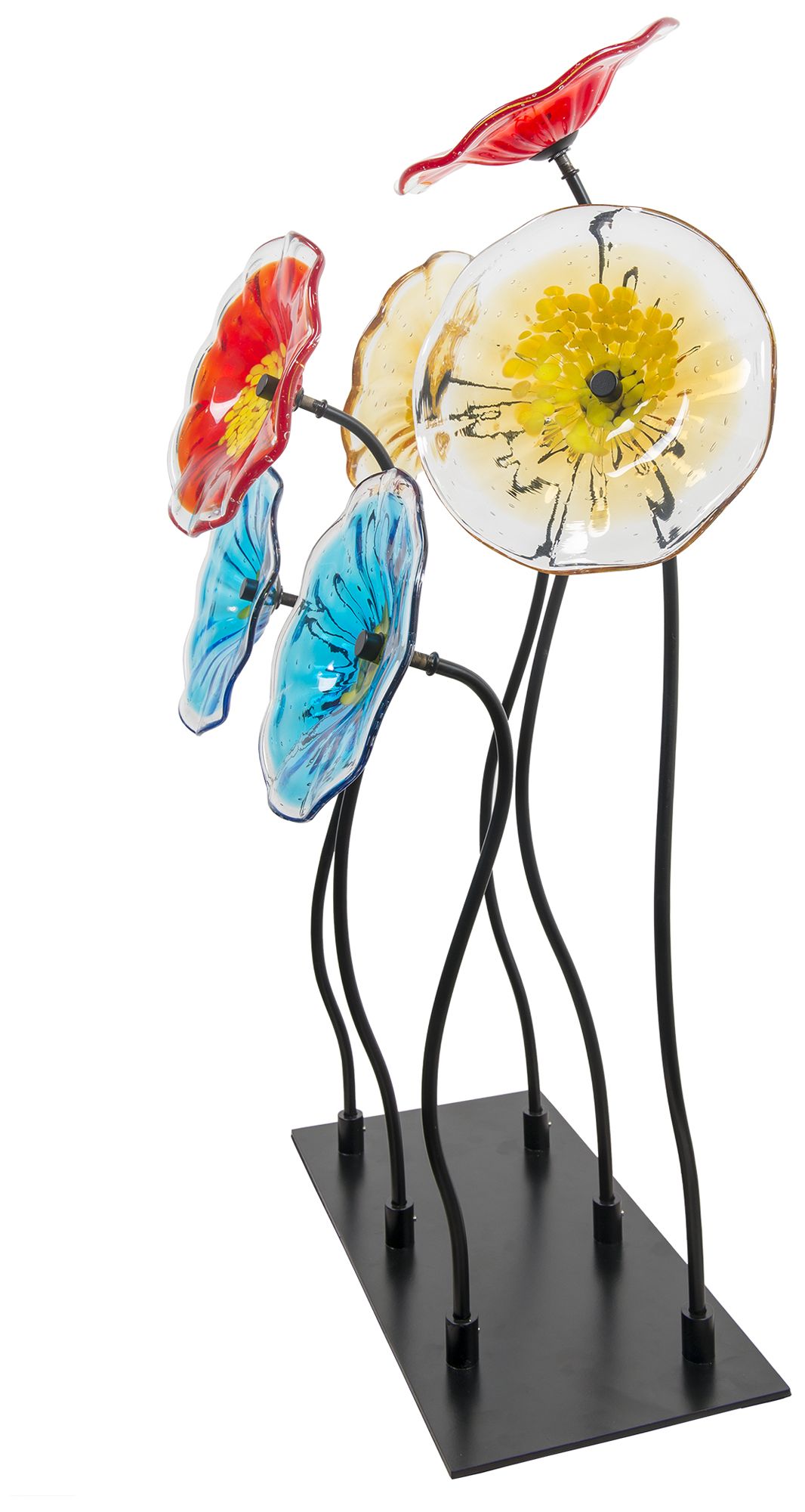 Image 4 Dale Tiffany 31.5" Tall 6Pc Flower Garden Handcrafted Glass with Stand more views