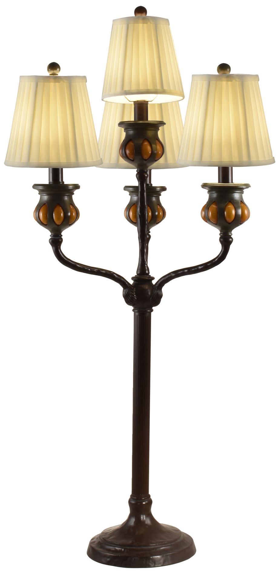 Image 2 Dale Tiffany 39" Tall Amber Bedalo 4-Light Bronze Buffet Lamp