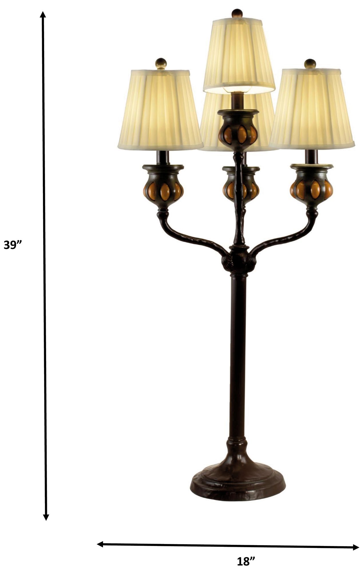 Thumbnail3 of Dale Tiffany 39" Tall Amber Bedalo 4-Light Bronze Buffet Lamp more views