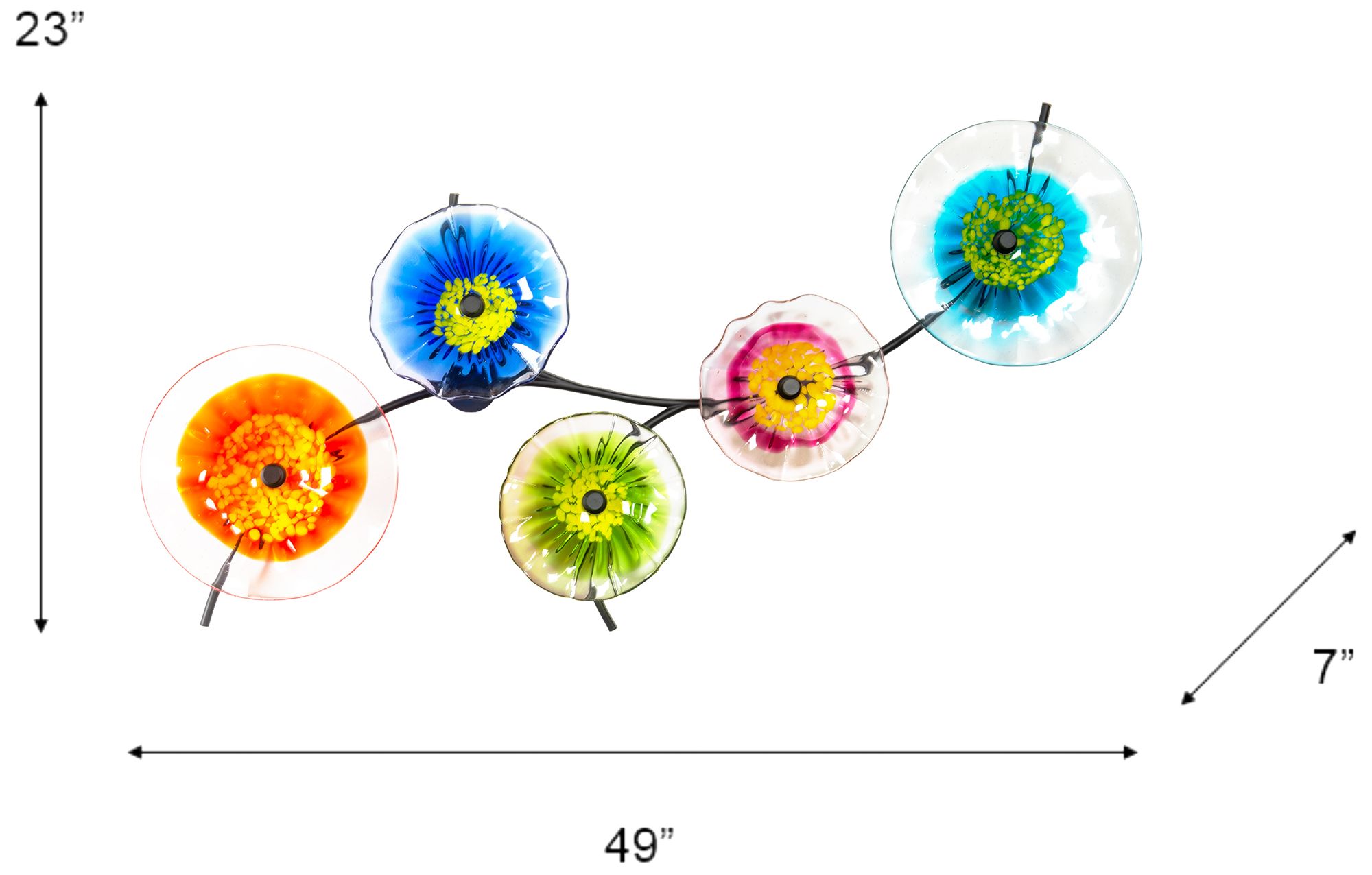 Image 3 Dale Tiffany 49" Fiore Bloom 5-Plate Hand Blown Art Glass Wall Decor more views