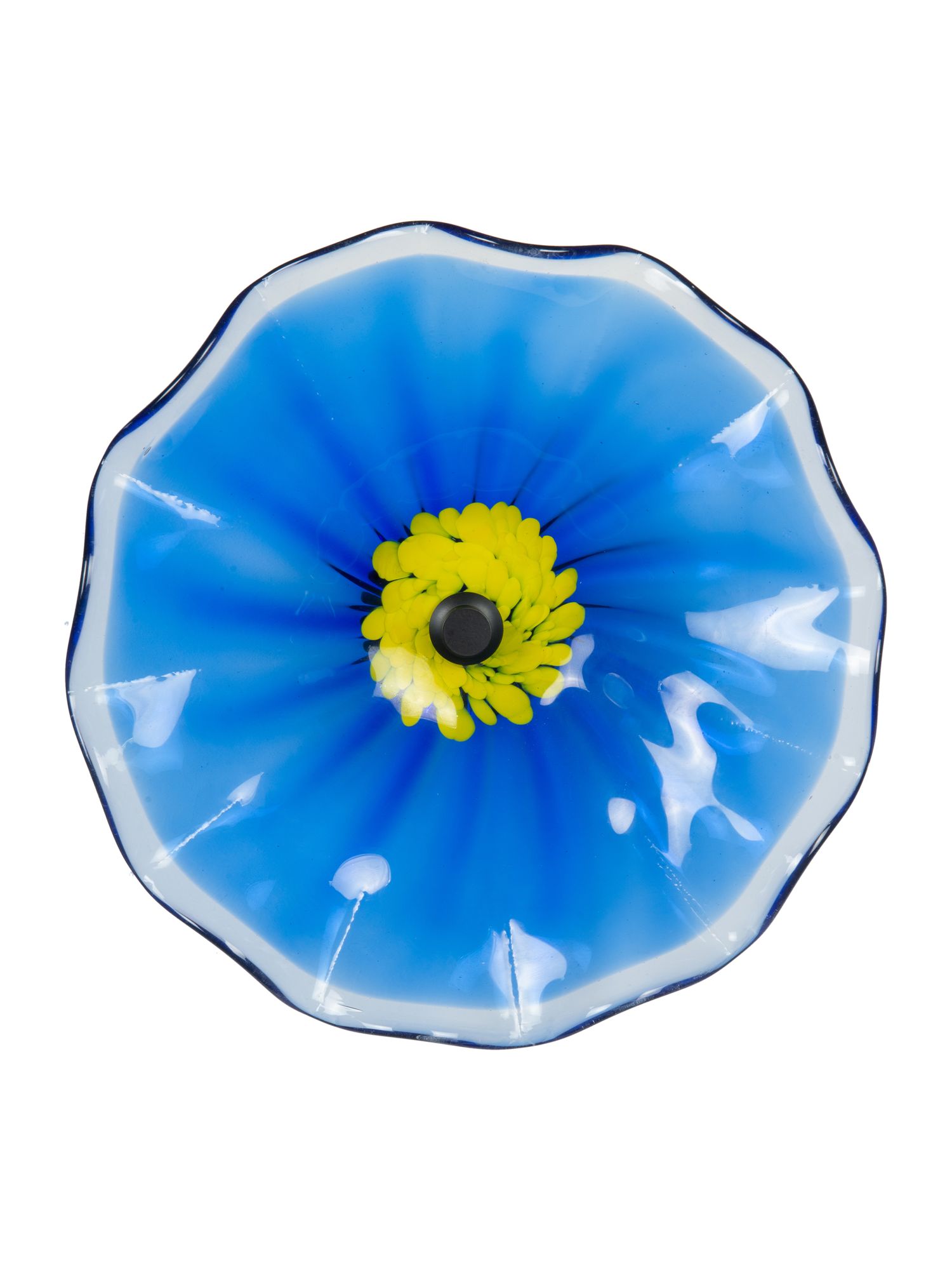 Image 5 Dale Tiffany 52" Tall Fiore Bloom Blue Hand Blown Glass Bird Bath / Feeder more views