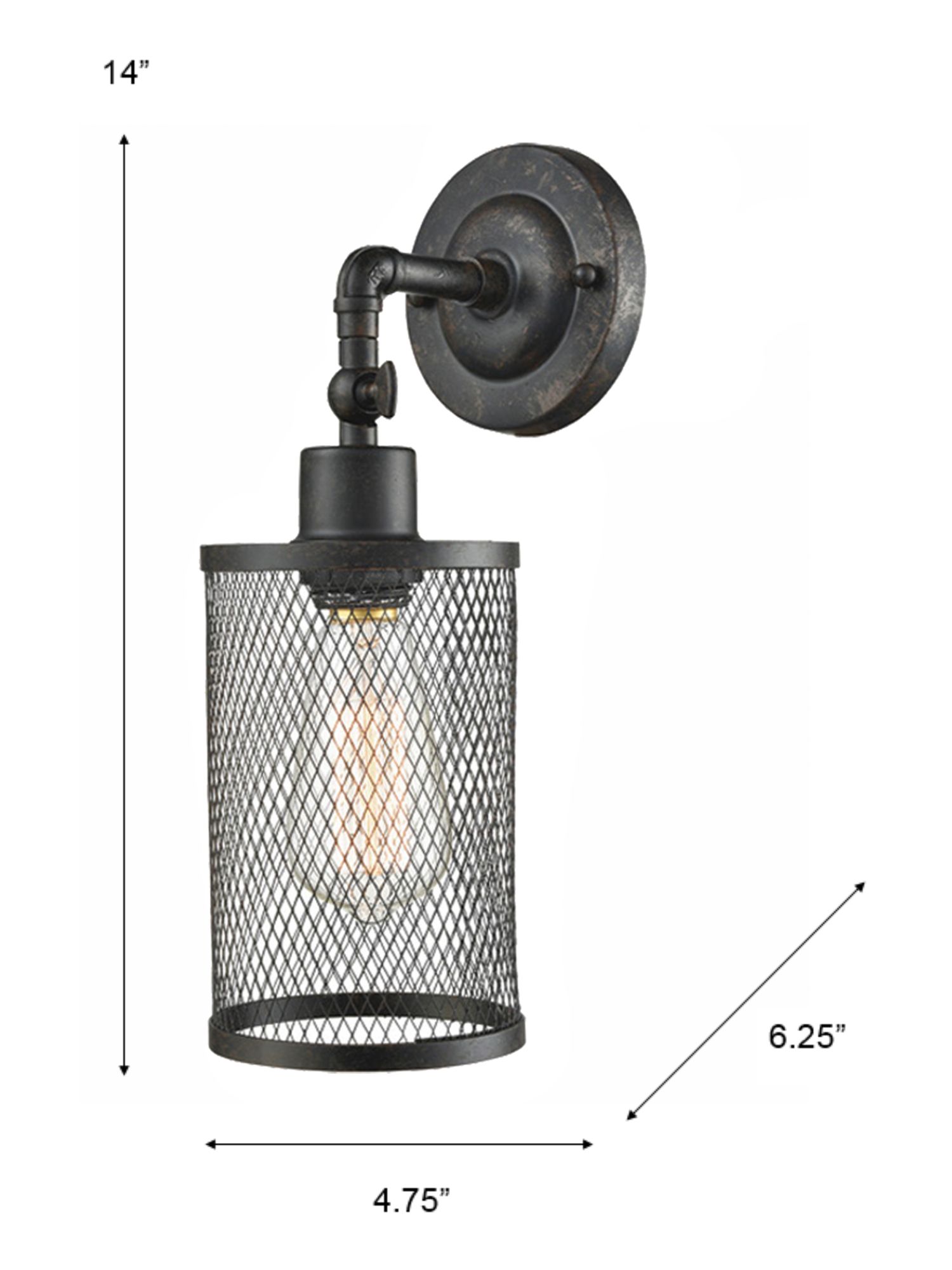 Thumbnail3 of Dale Tiffany 6.25" Wide Vintage Industrial Garth Mesh Wall Sconce more views