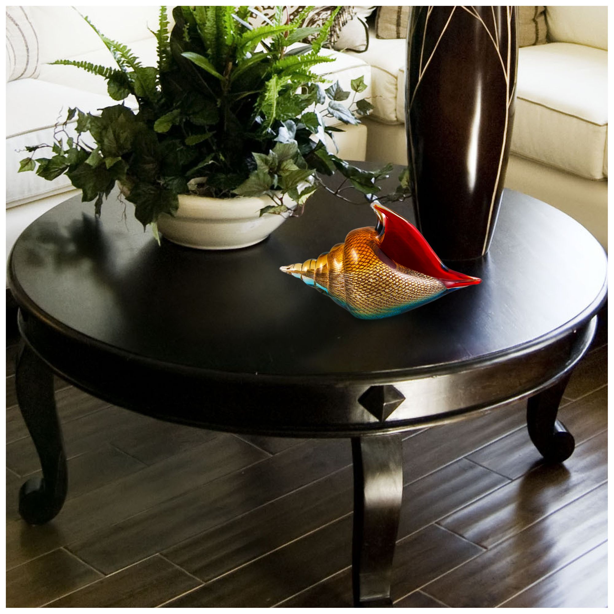 Image 2 Dale Tiffany 6.25" Tall Oceanside Seashell Handcrafted Art Glass Figurine more views