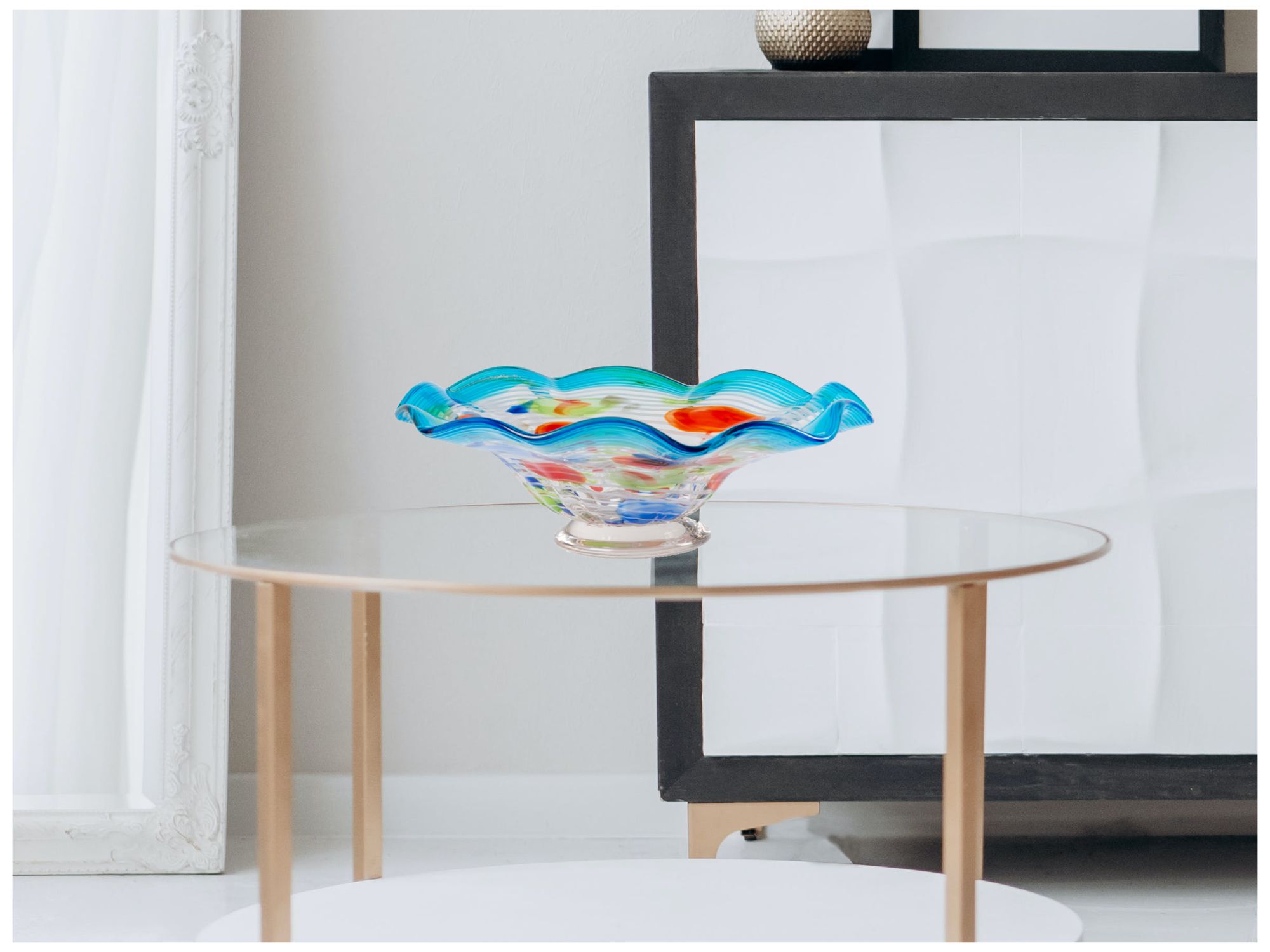 Image 2 Dale Tiffany 6.25" Tall Villa Newport Hand Blown Art Glass Bowl more views