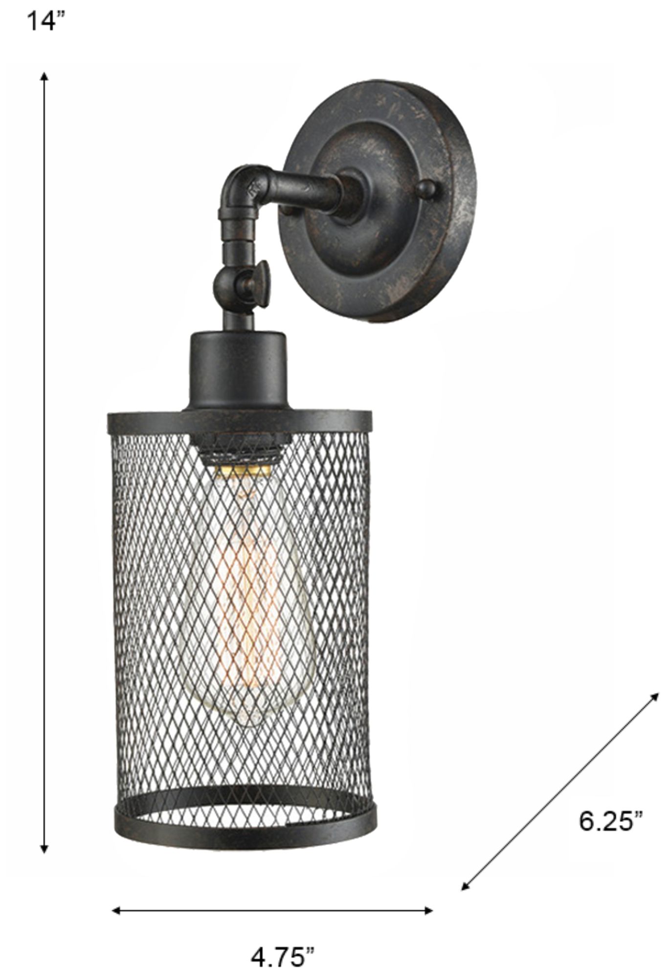 Image 3 Dale Tiffany 6.25" Wide Vintage Industrial Garth Mesh Wall Sconce more views