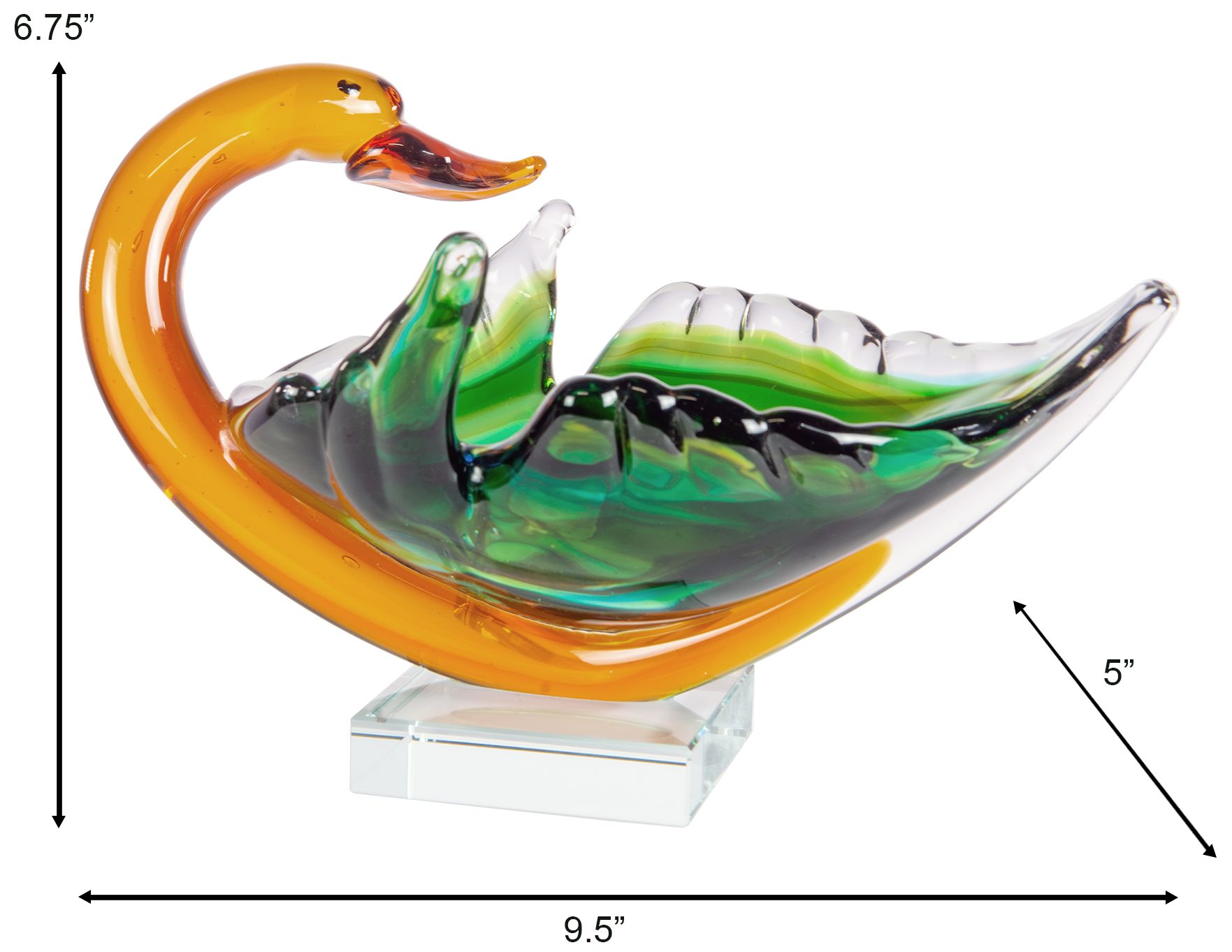 Image 3 Dale Tiffany 6.75" Tall Majestic Swan Handcrafted Art Glass Bowl Sculpture more views