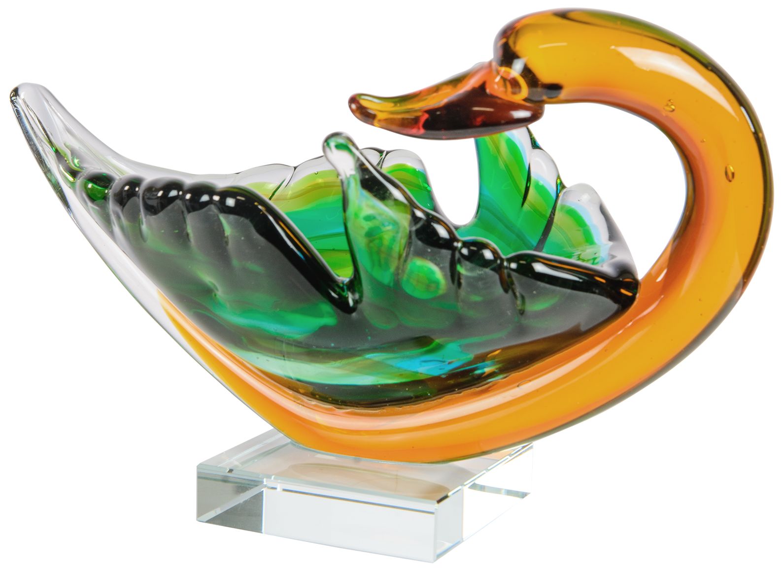 Image 6 Dale Tiffany 6.75" Tall Majestic Swan Handcrafted Art Glass Bowl Sculpture more views