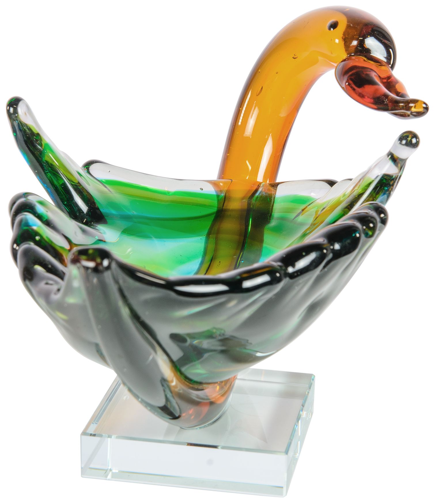 Image 7 Dale Tiffany 6.75" Tall Majestic Swan Handcrafted Art Glass Bowl Sculpture more views