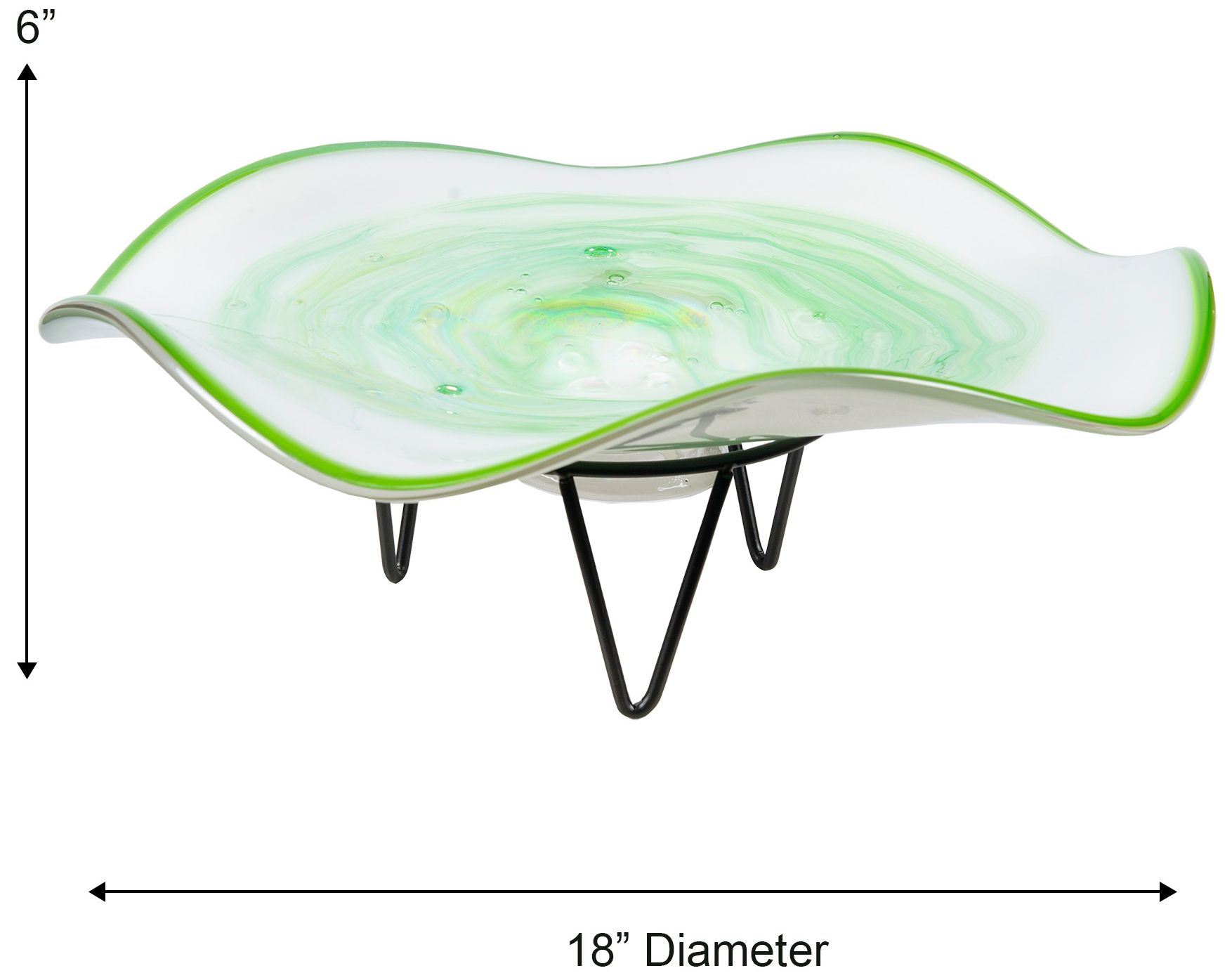 Image 3 Dale Tiffany 6" Tall Cavalier White Green Hand Blown Glass Bowl With Stand more views