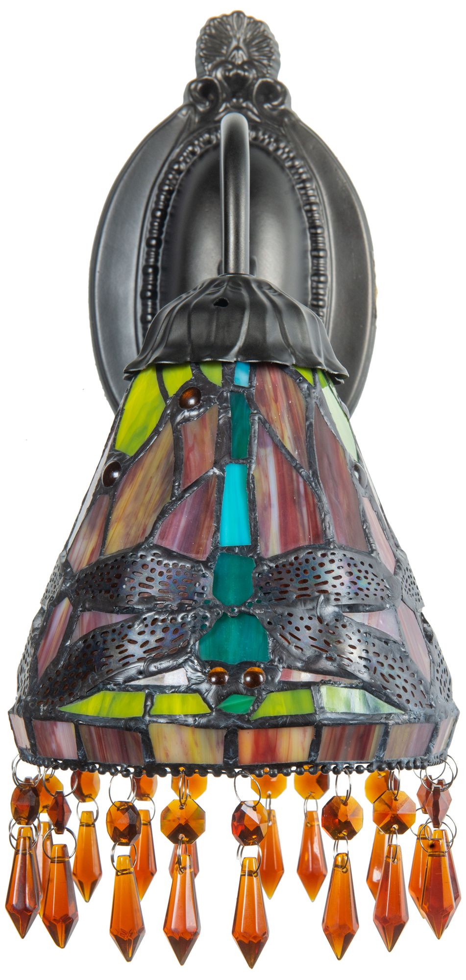 Image 6 Dale Tiffany 6" Wide Dragonfly Beaded 2-Piece Tiffany Wall Sconce Set more views