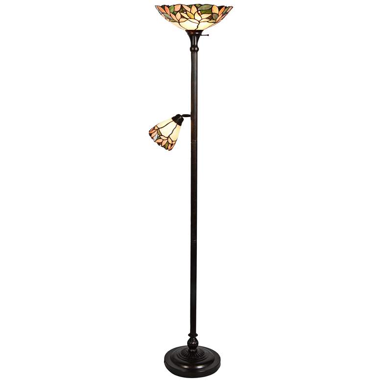 Image 2 Dale Tiffany 69 3/4" Antique Golden Sand Art Glass Floor Lamp
