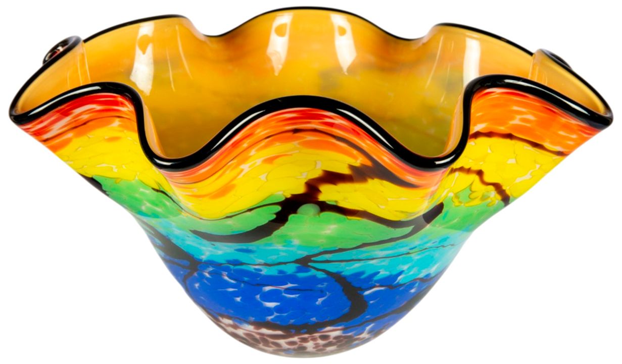 Image 4 Dale Tiffany 7.75" Tall Rainbow Reef Hand Blown Art Glass Vase more views
