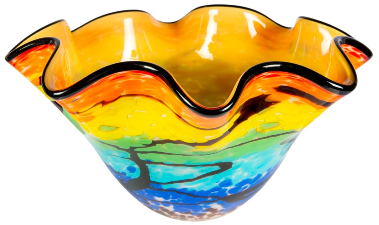 Image 5 Dale Tiffany 7.75" Tall Rainbow Reef Hand Blown Art Glass Vase more views