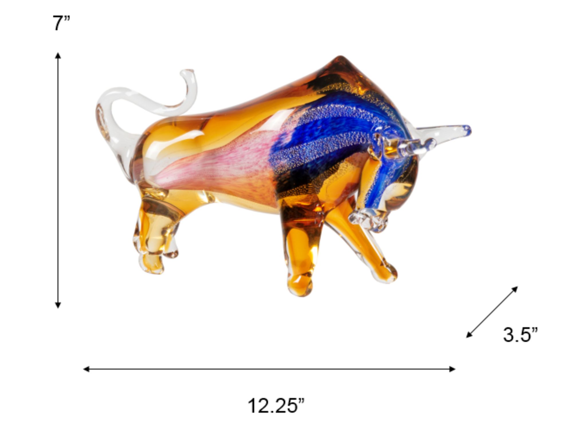 Image 3 Dale Tiffany 7" Tall Rave Bull Handcrafted Art Glass Figurine more views