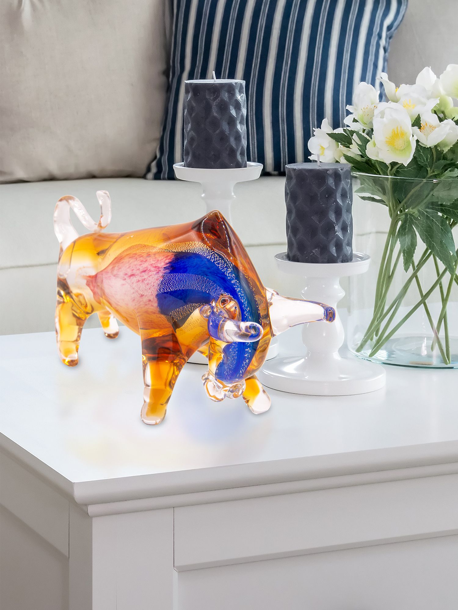 Dale Tiffany 7" Tall Rave Bull Handcrafted Art Glass Figurine