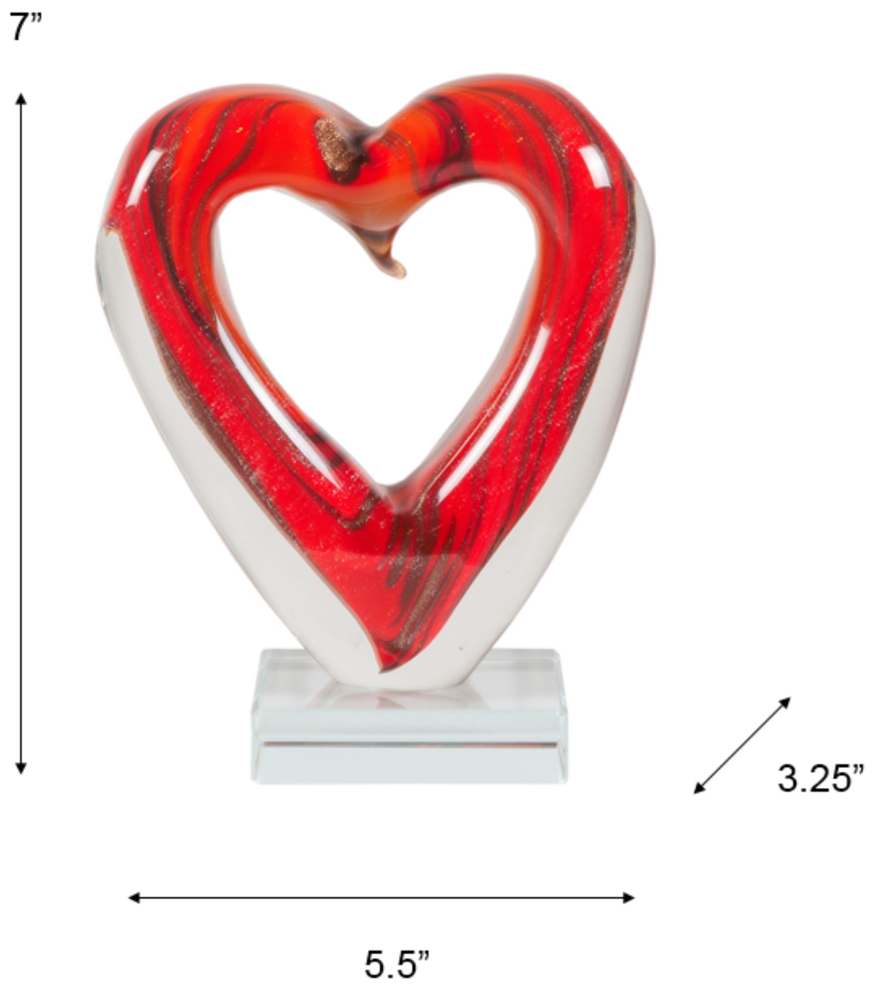 Image 3 Dale Tiffany 7" Tall Rossa Heart Handcrafted Art Glass Figurine more views