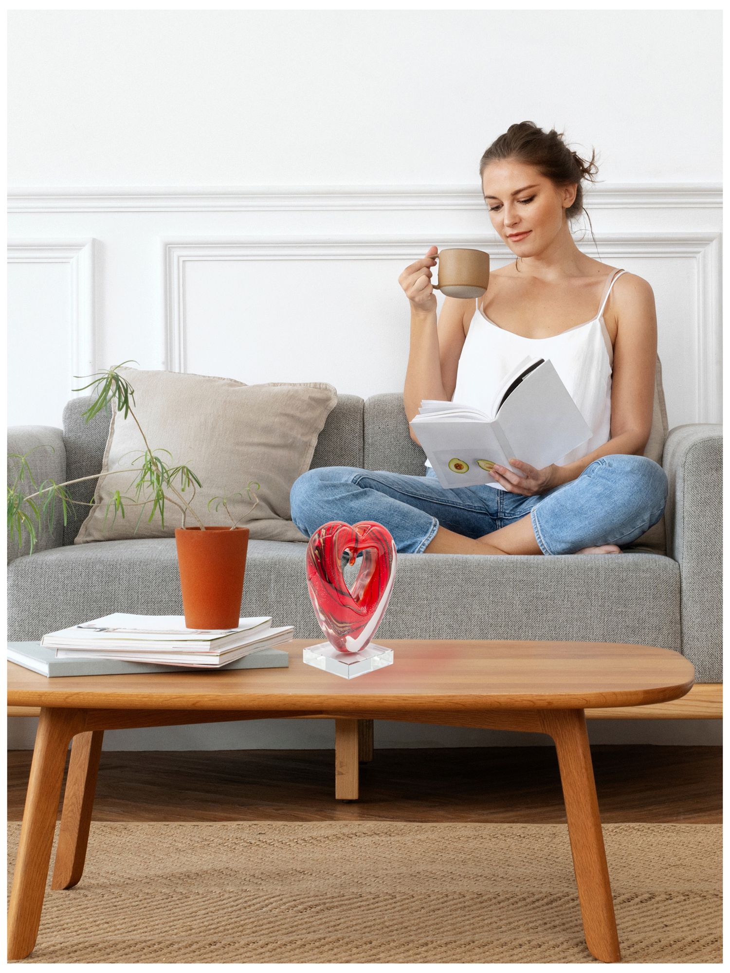 Image 7 Dale Tiffany 7" Tall Rossa Heart Handcrafted Art Glass Figurine more views