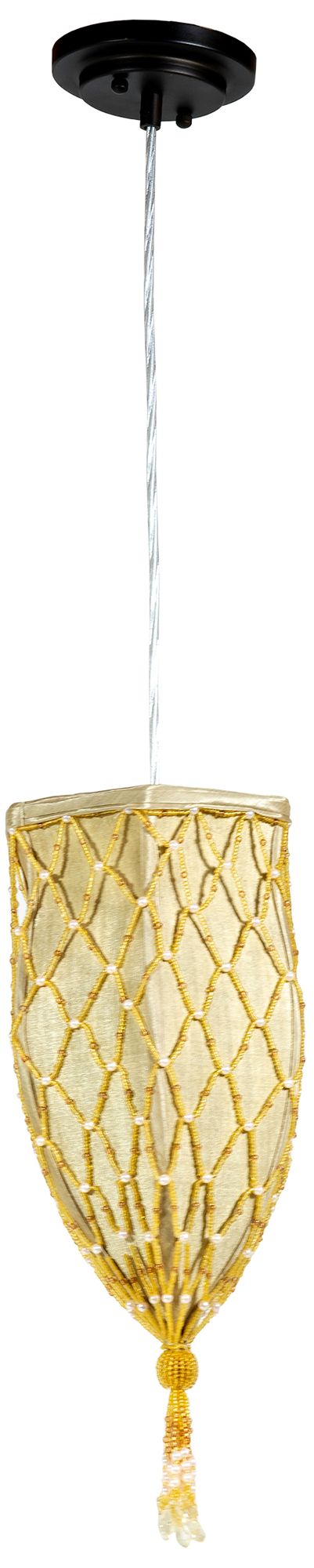 Image 2 Dale Tiffany 7" Wide Vadio Egyptian Fabric Inverted Mini Pendant