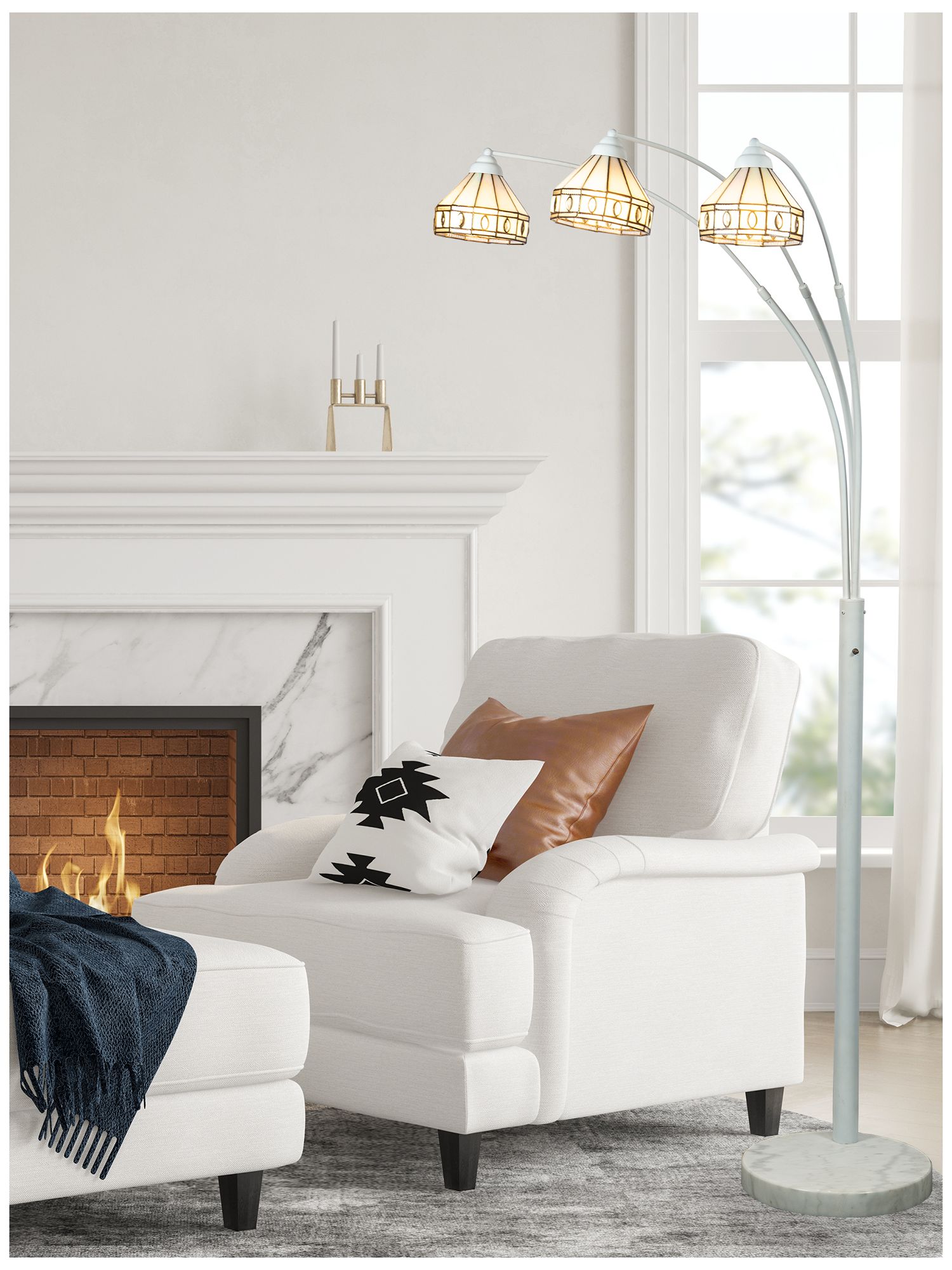 Image 3 Dale Tiffany 79" Tall Sarajevo Arc 3-Light Tiffany Floor Lamp more views