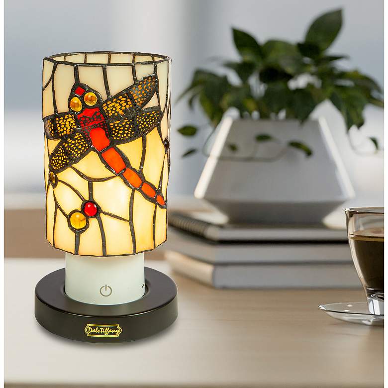 Image 1 Dale Tiffany 8.5" Tall Damselfly Cordless Rechargeable Tiffany Accent Lamp