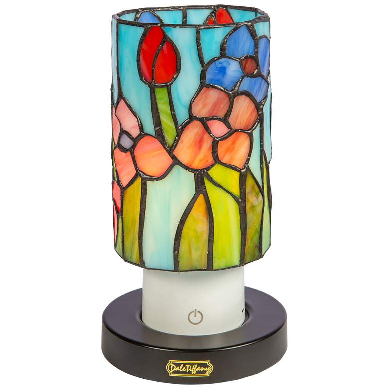 Image 2 Dale Tiffany 8.5" Tall Peony Cordless Rechargeable Tiffany Accent Lamp
