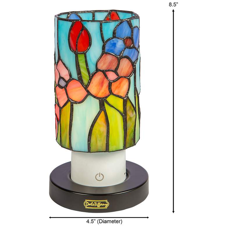 Image 3 Dale Tiffany 8.5" Tall Peony Cordless Rechargeable Tiffany Accent Lamp more views