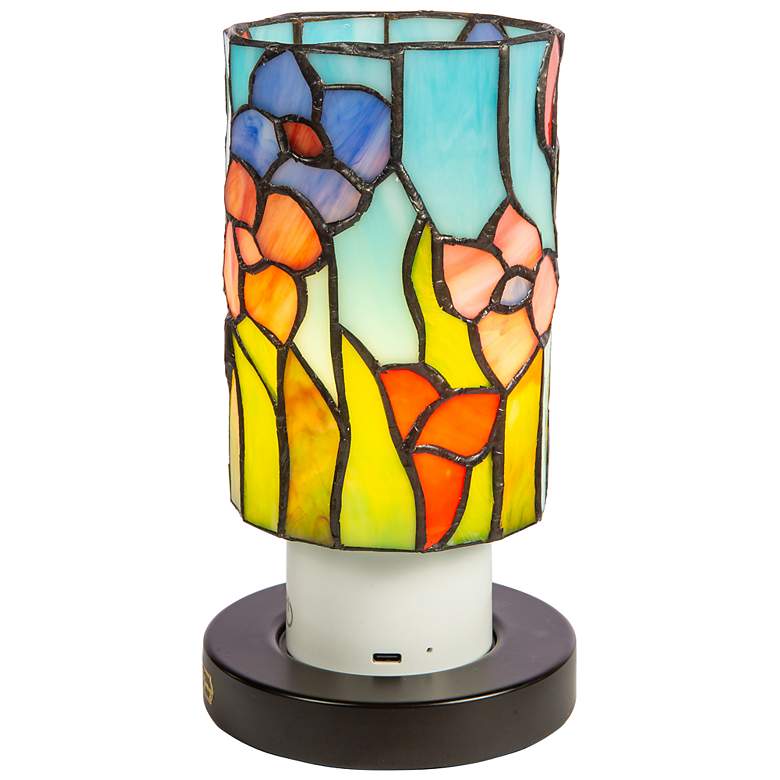 Image 5 Dale Tiffany 8.5" Tall Peony Cordless Rechargeable Tiffany Accent Lamp more views