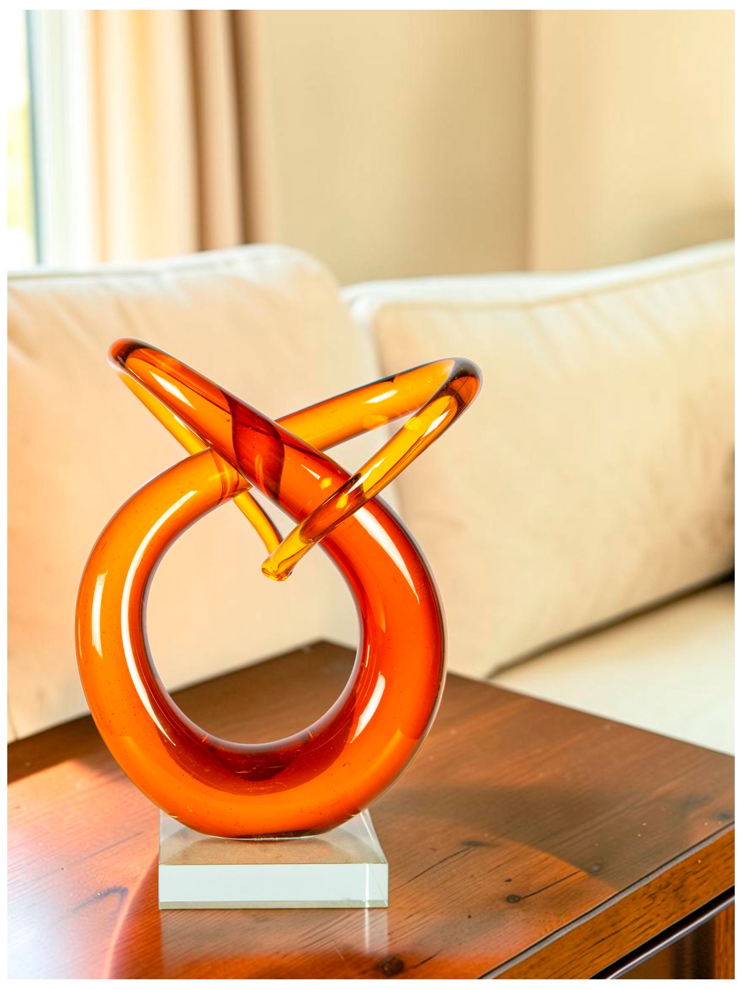 Image 2 Dale Tiffany 9.5" Tall Amber Orbit Handcrafted Art Glass Sculpture more views