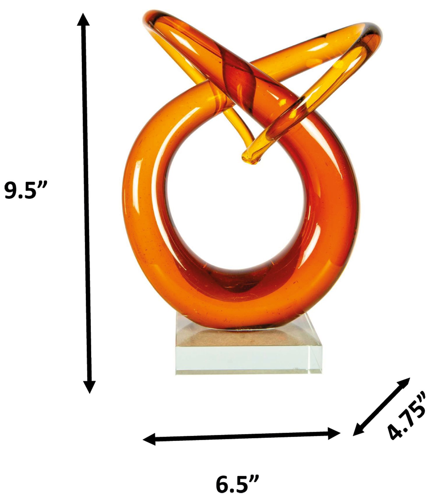 Image 3 Dale Tiffany 9.5" Tall Amber Orbit Handcrafted Art Glass Sculpture more views