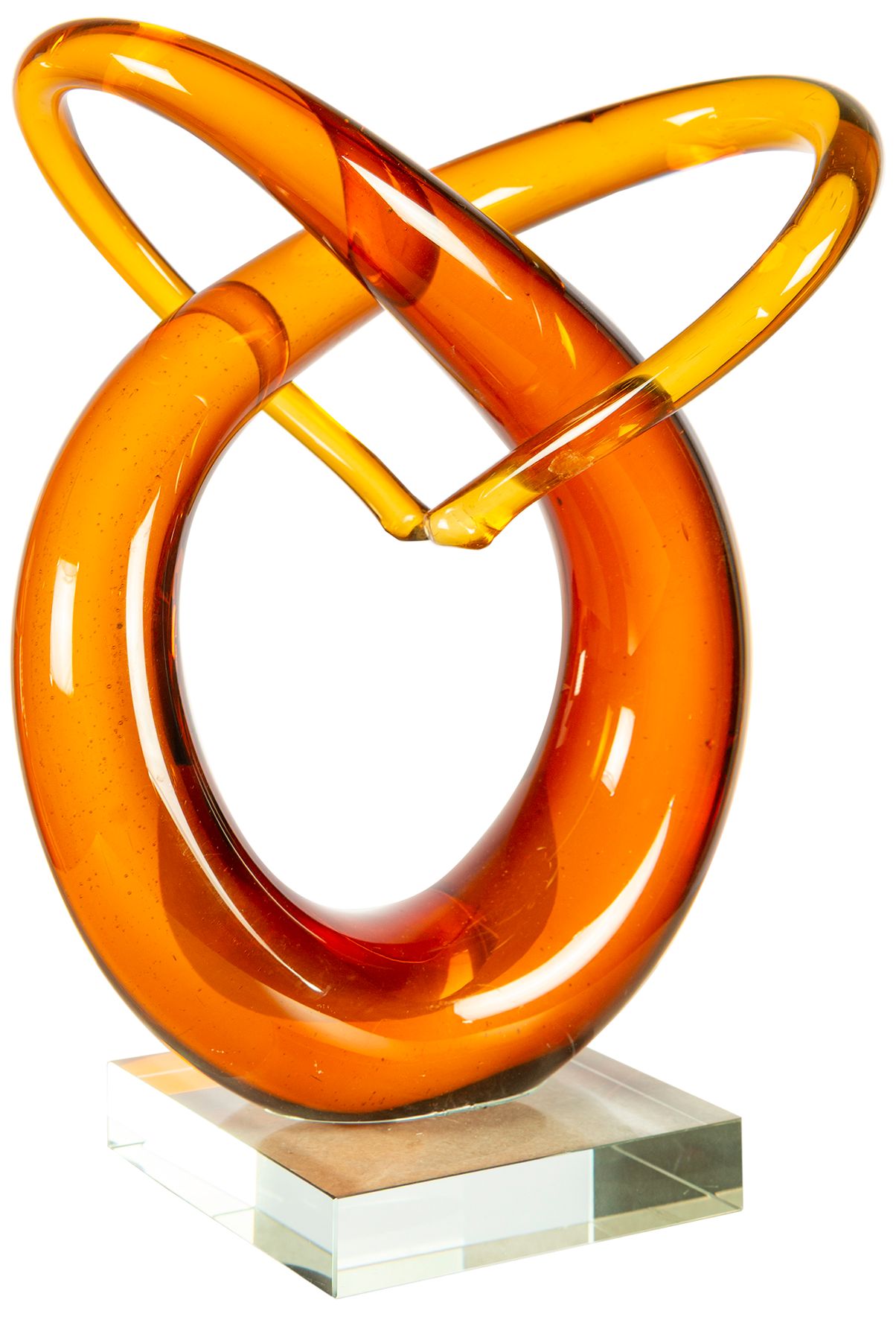 Image 4 Dale Tiffany 9.5" Tall Amber Orbit Handcrafted Art Glass Sculpture more views