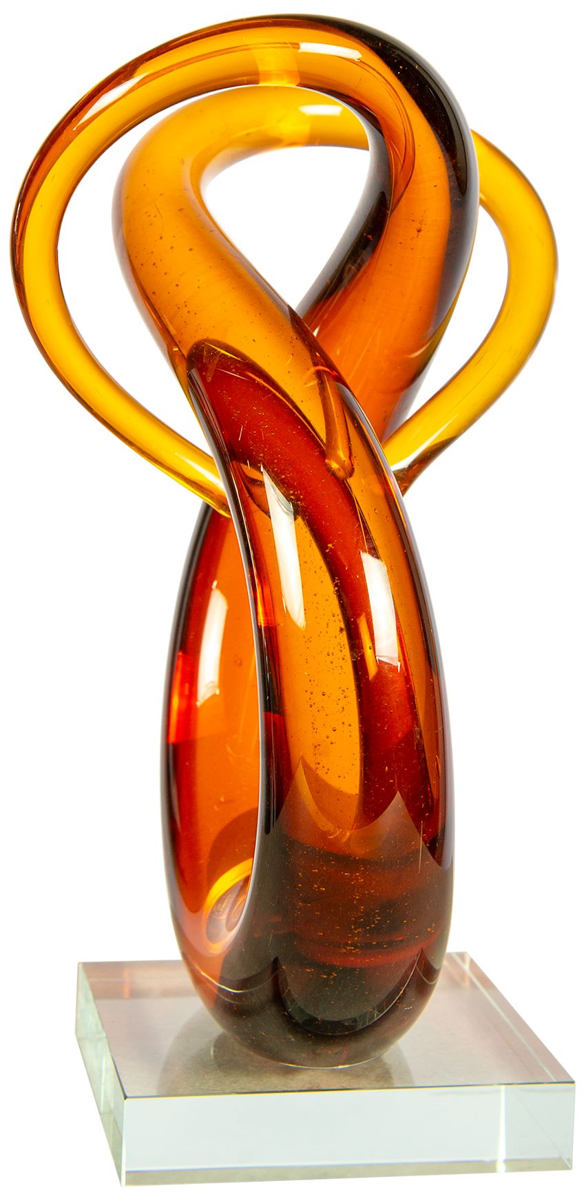 Image 6 Dale Tiffany 9.5" Tall Amber Orbit Handcrafted Art Glass Sculpture more views