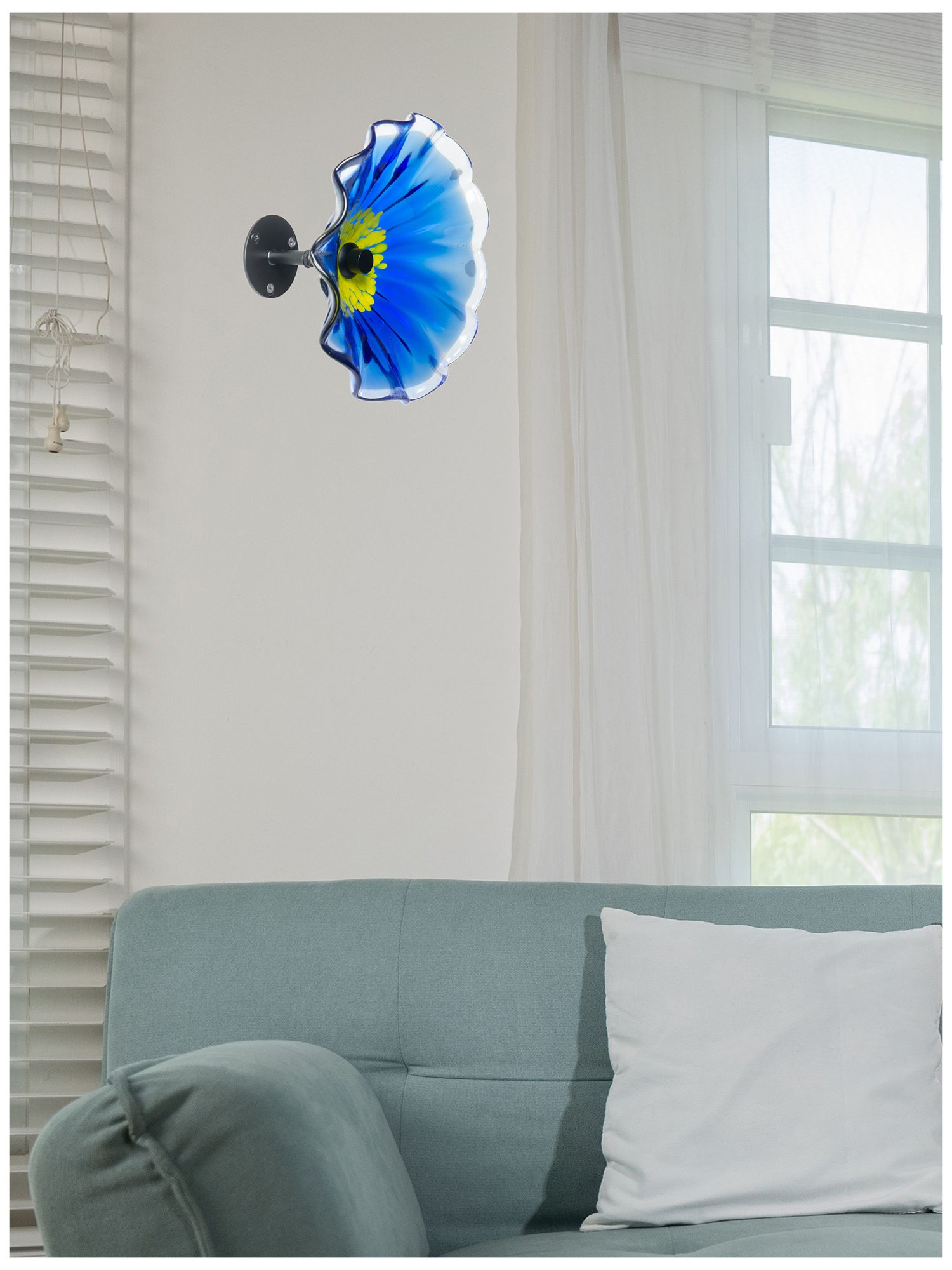 Image 2 Dale Tiffany 9" Fiore Bloom Blue Hand Blown Art Glass Wall Decor more views