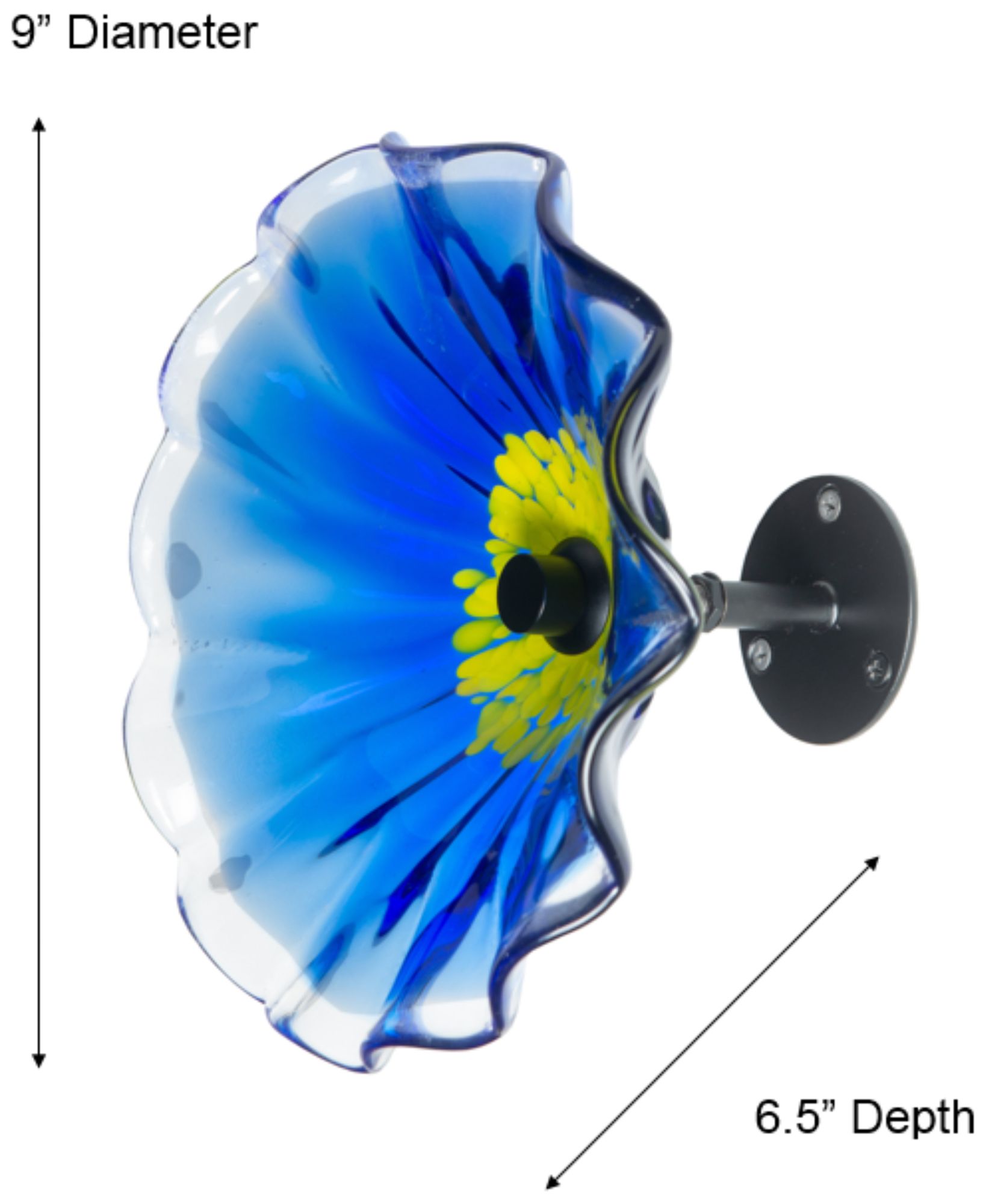 Image 3 Dale Tiffany 9" Fiore Bloom Blue Hand Blown Art Glass Wall Decor more views