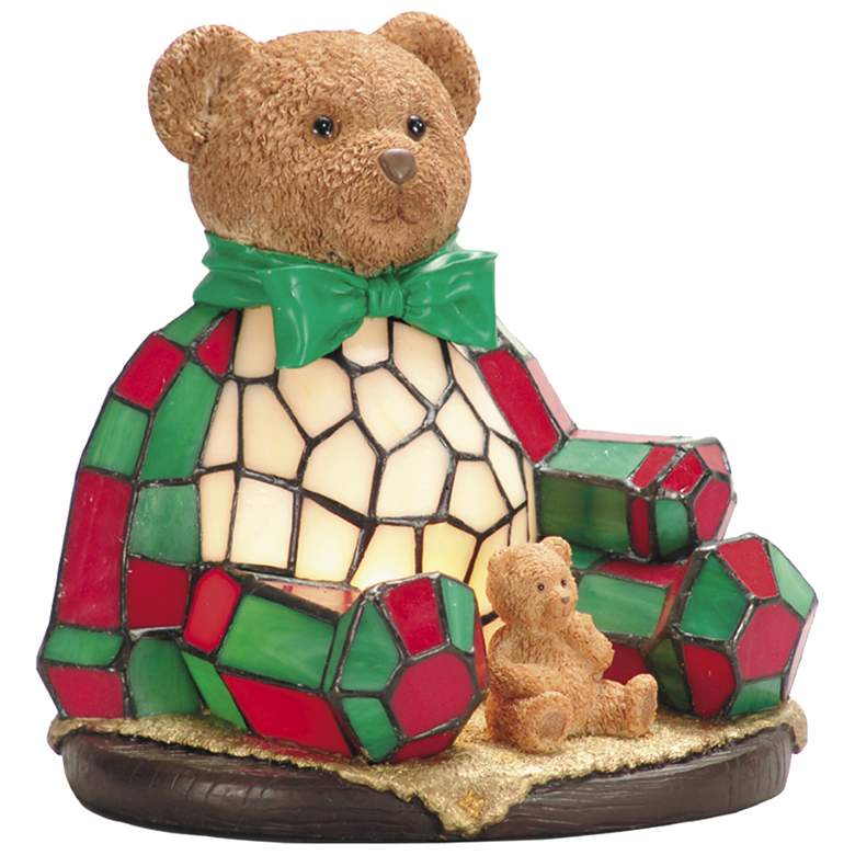 Image 1 Dale Tiffany 9" Tall Noel Bear Tiffany Accent Lamp