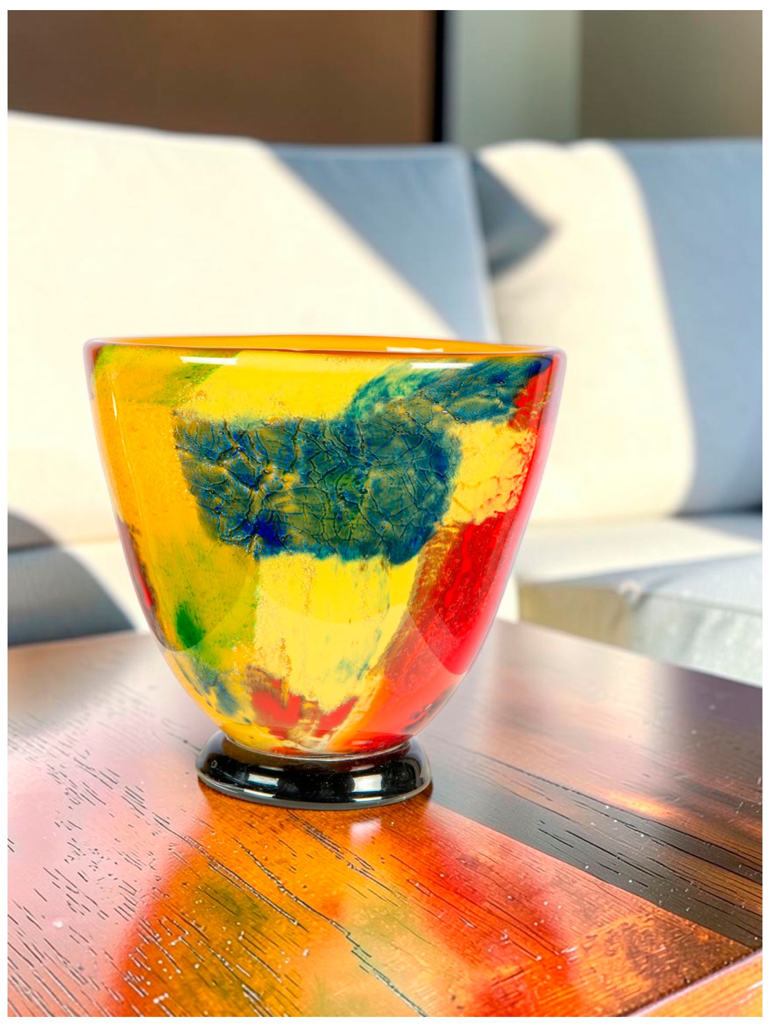 Image 2 Dale Tiffany 9" Tall Autumn Medley Hand Blown Art Glass Vase more views
