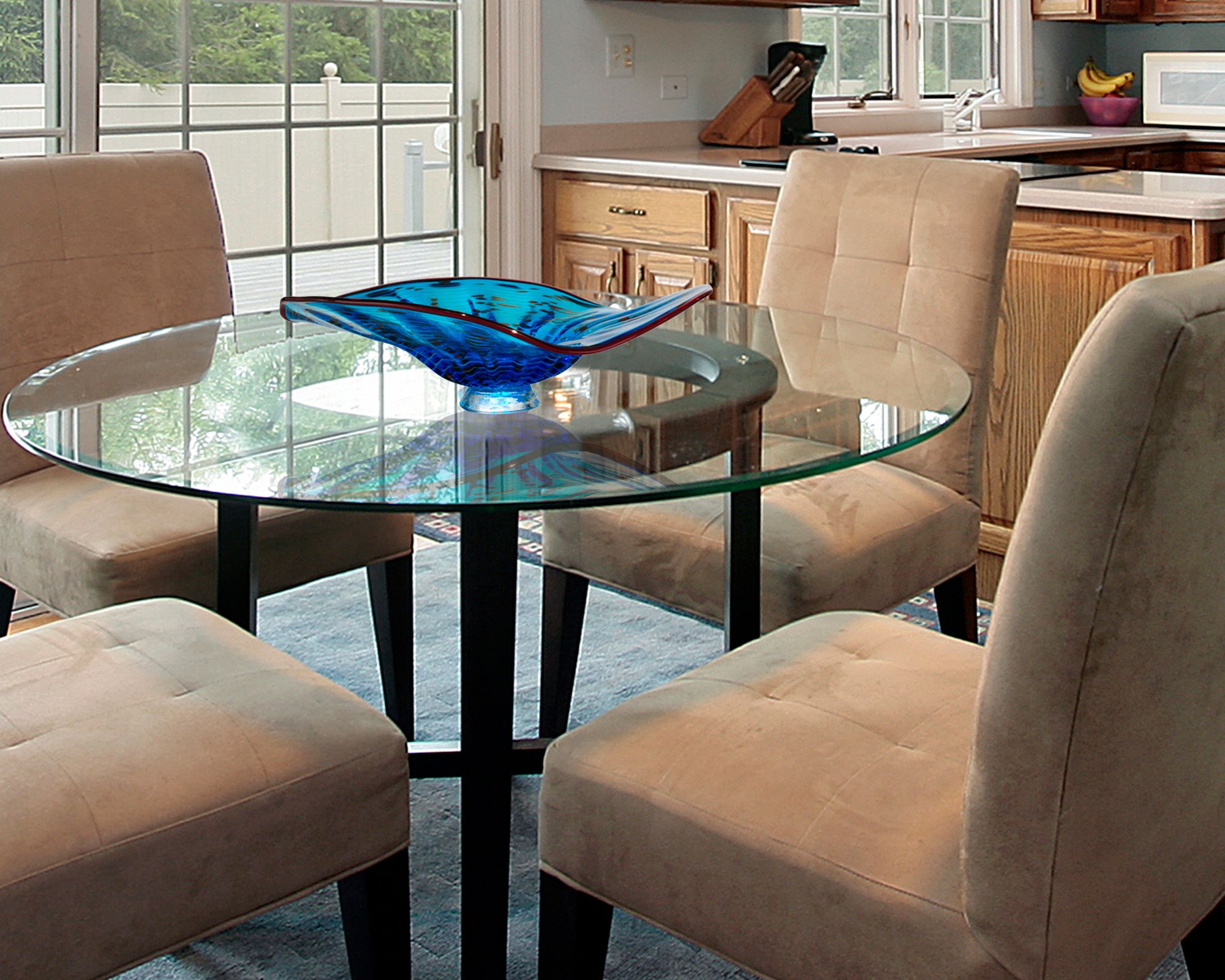 Image 5 Dale Tiffany 9" Wrightwood Blue Hand Blown Art Glass Wall Decor more views