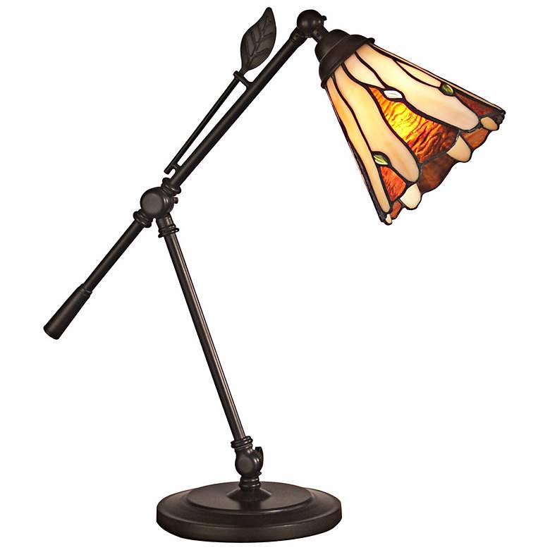 Image 2 Dale Tiffany Adjustable Height Tiffany Leaf Art Glass Desk Lamp