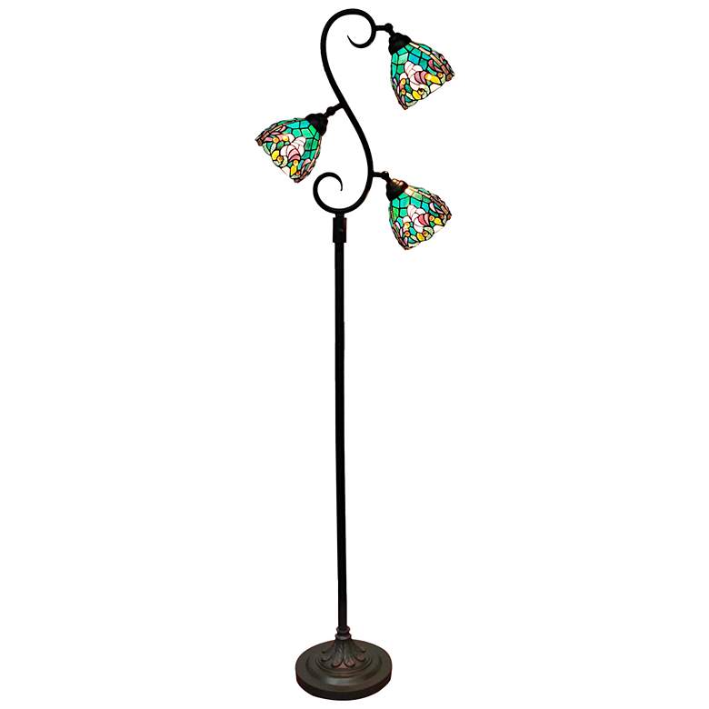 Image 1 Dale Tiffany Alassio 72 1/2 inch High 3-Light Teal Glass Floor Lamp