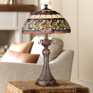 Dale Tiffany Aldridge 26" Bronze Finish Art Glass Table Lamp