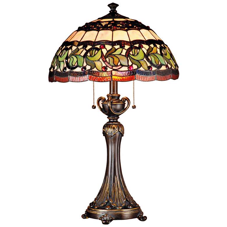 Image 2 Dale Tiffany Aldridge 26" Bronze Finish Art Glass Table Lamp