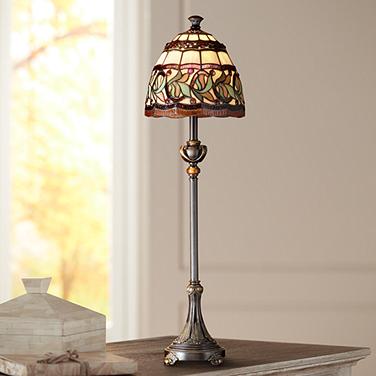 Dale Tiffany Aldridge 30" High Mission Art Glass Buffet Table Lamp