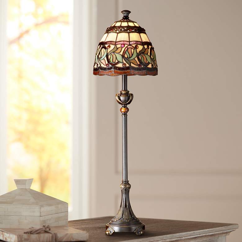 Image 1 Dale Tiffany Aldridge 30" High Mission Art Glass Buffet Table Lamp
