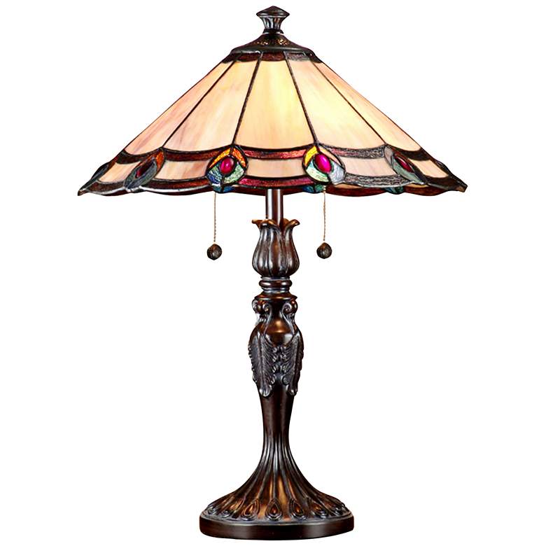Image 1 Dale Tiffany Aldridge Peacock Antique Bronze Table Lamp
