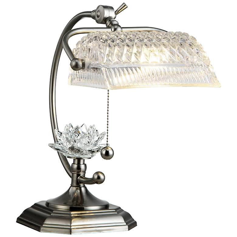 Image 1 Dale Tiffany Althea Satin Nickel and Crystal Desk Lamp