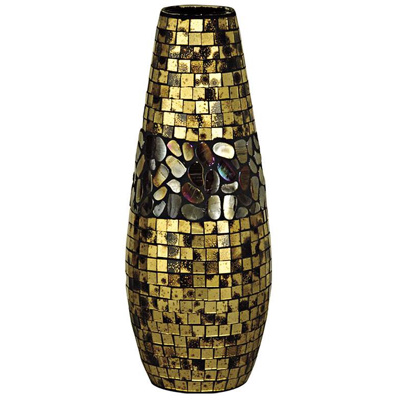 Image 1 Dale Tiffany Antique Gold Grande Mosaic Art Glass 15 inchH Vase
