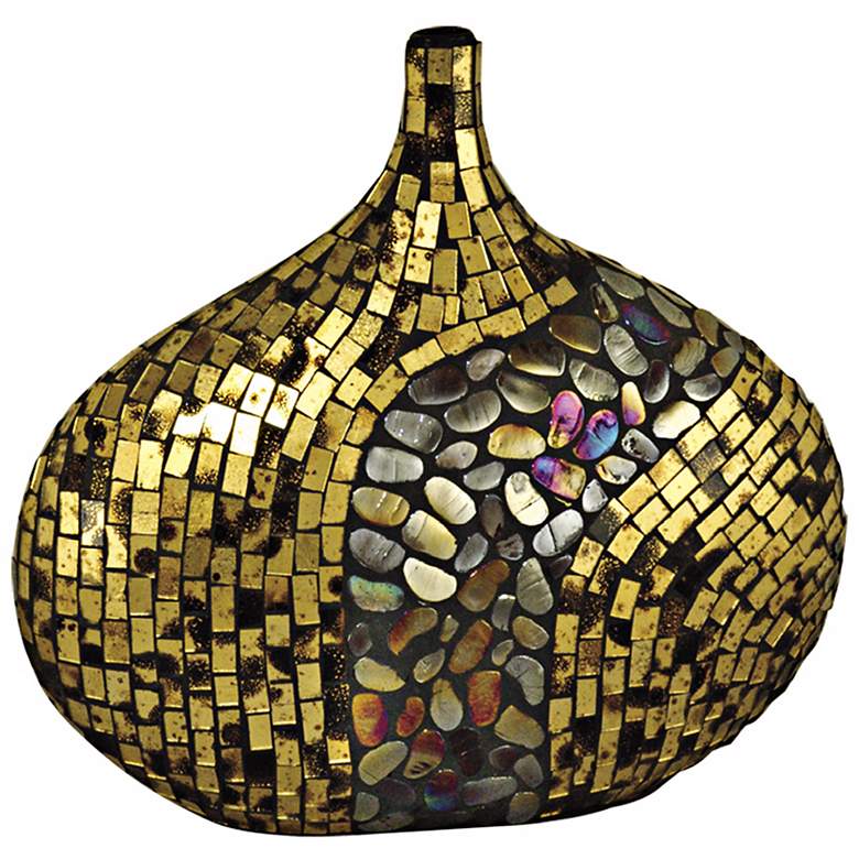 Image 1 Dale Tiffany Antique Gold Oval Mosaic Art Glass 13 inchH Vase