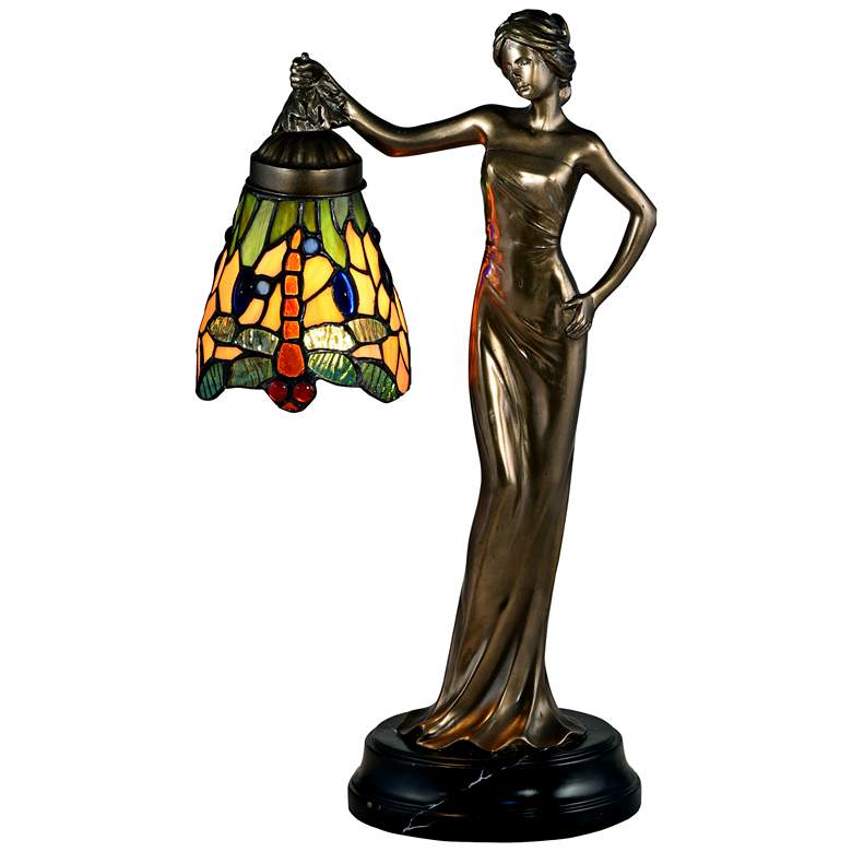 Image 1 Dale Tiffany Arinna 16 1/2" Bronze Tiffany-Style Accent Table Lamp
