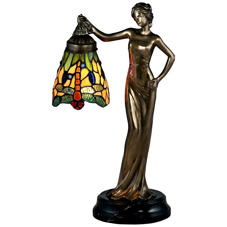 Image 1 Dale Tiffany Arinna 16 1/2 inch Bronze Tiffany-Style Accent Table Lamp