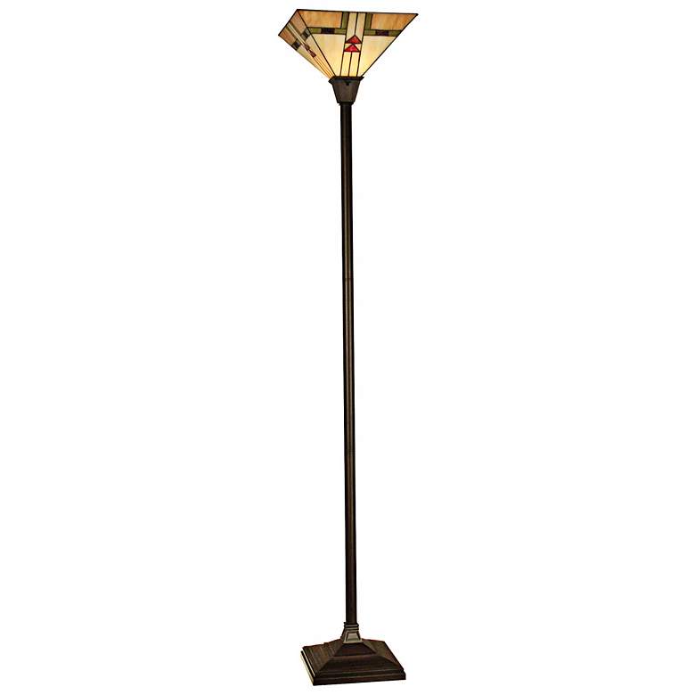 Image 2 Dale Tiffany Arrowhead 70 1/2 inch Art Glass Mission Torchiere Floor Lamp